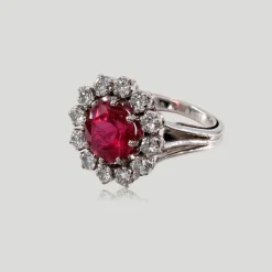Bague tourmaline rose diamants