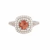 Bague Tourmaline rose double entourage Diamants