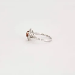 Bague Tourmaline rose double entourage Diamants