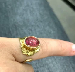Bague tourmaline rose or jaune