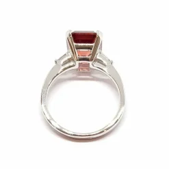 Bague tourmaline rose orange diamants or blanc