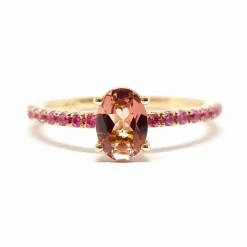 Bague tourmaline saphirs rose or rose