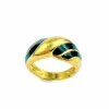 Bague Tressée Or Email Verte