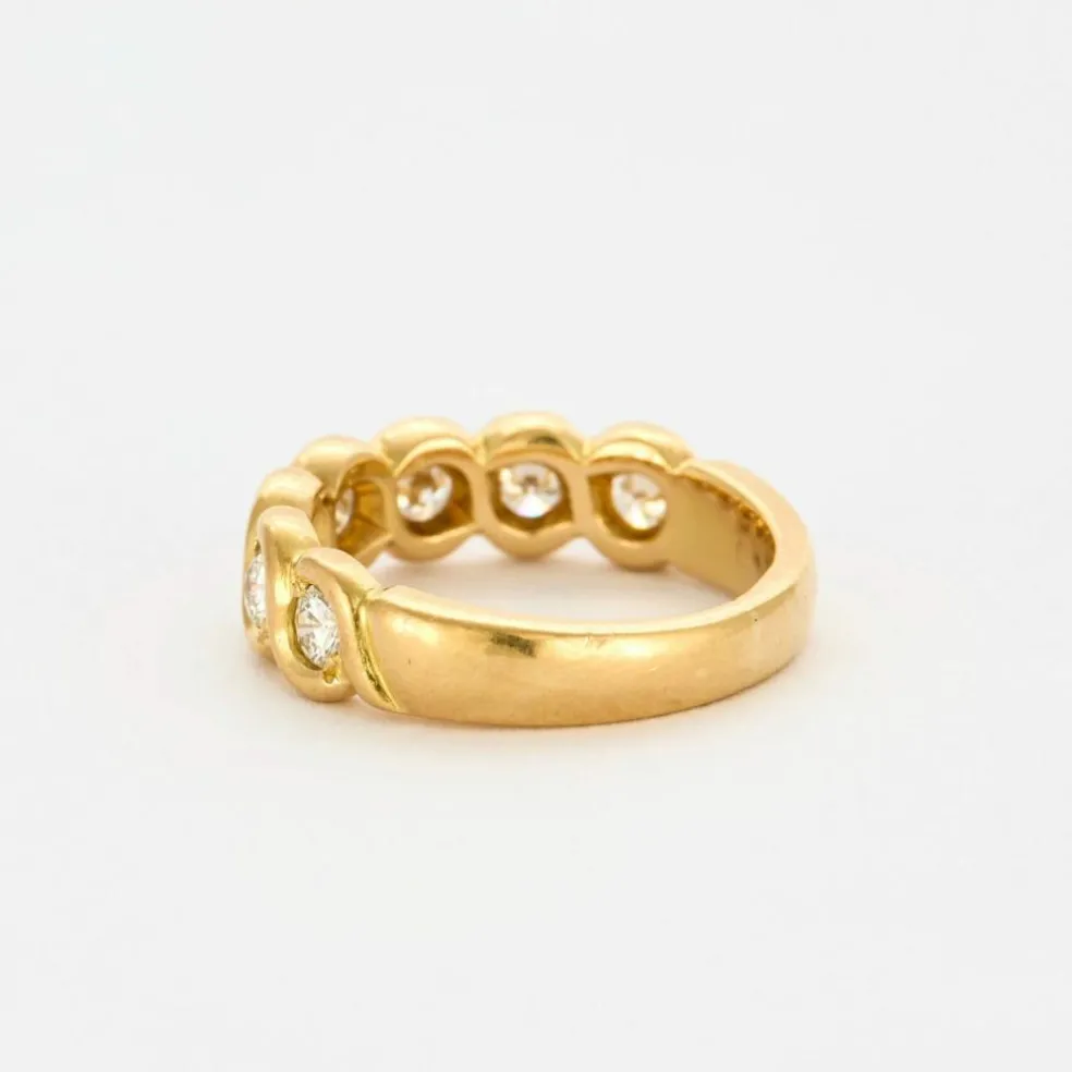 Bague tressée or jaune et diamants