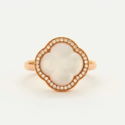 Bague Trèfle Quartz Rose
