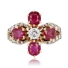 Bague trèfle rubis et diamants