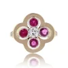 Bague trèfle rubis et diamants ancienne