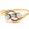 Bague trilogie Art Nouveau en argent et or 18 carats sertie de diamants old-cut