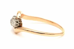 Bague trilogie Art Nouveau en argent et or 18 carats sertie de diamants old-cut