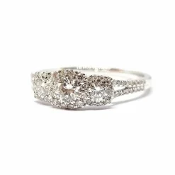 Bague trilogie diamants or blanc