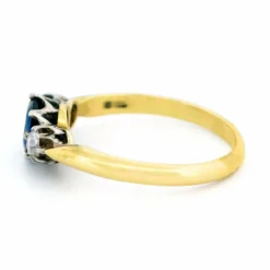 Bague Trilogie en argent 14 carats avec saphir et diamant 15042-8487