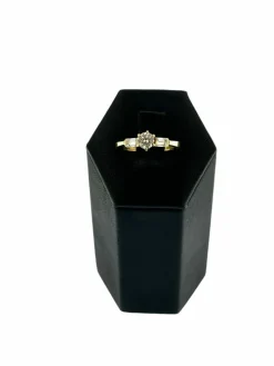 Bague trilogie en or jaune certifiée HRD avec diamants naturels de 0,80 carat