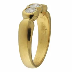 Bague trilogie en or jaune avec diamants