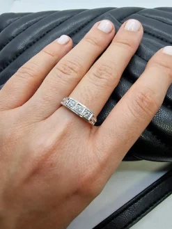 Bague Trilogie en Platine et Diamants Années 50