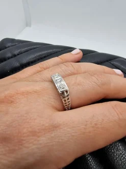 Bague Trilogie en Platine et Diamants Années 50