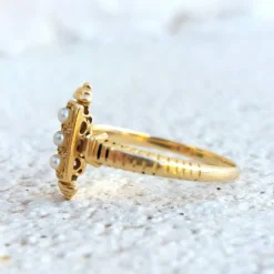 Bague trilogie Napoléon III, or et perles