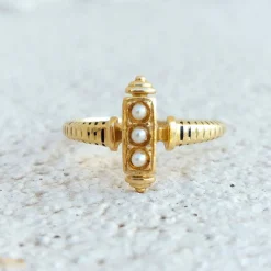 Bague trilogie Napoléon III, or et perles