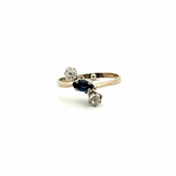 Bague Trilogie Or Blanc Saphir & Diamants