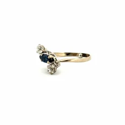 Bague Trilogie Or Blanc Saphir & Diamants