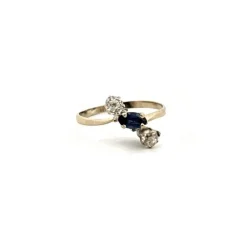 Bague Trilogie Or Blanc Saphir & Diamants