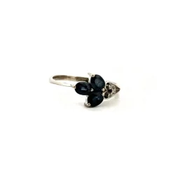 Bague Trilogie Or Blanc Topaze & Diamants