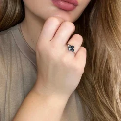 Bague Trilogie Or Blanc Topaze & Diamants