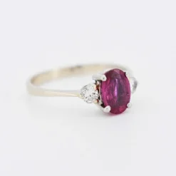 Bague Trilogie Or et Platine Rubis et Diamants