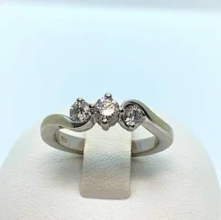 Bague trilogie Or Gris Diamants