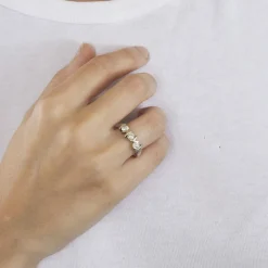 Bague trilogie or gris et diamants