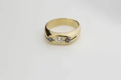 Bague Trilogie Or jaune Diamant Saphirs