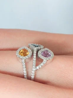 Bague Trilogie Saphirs de couleur Diamants