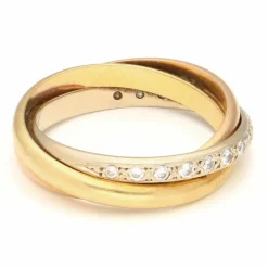 Bague Trinity en or jaune, blanc et rose 18 carats avec diamants