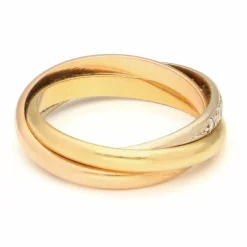 Bague Trinity en or jaune, blanc et rose 18 carats avec diamants