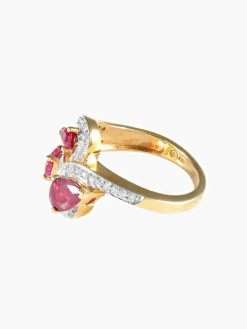Bague Trio Rubis Diamants