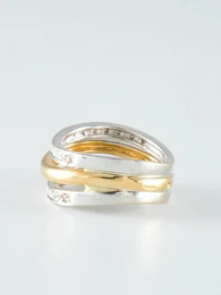Bague Triple anneau Diamants deux Ors