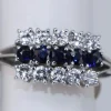 Bague Triple Diamant et Saphir en or blanc