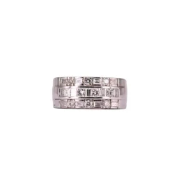 Bague Triple Or blanc Diamants