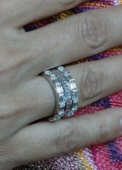 Bague triple Or blanc et Diamants