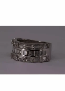 Bague triple Or blanc et Diamants