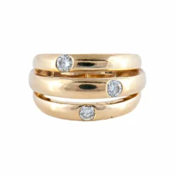 BAGUE "TROIS ANNEAUX" OR & DIAMANTS