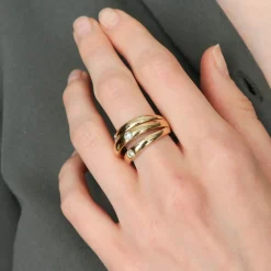 BAGUE "TROIS ANNEAUX" OR & DIAMANTS