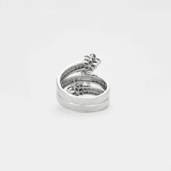 Bague trois joncs en or gris avec diamants