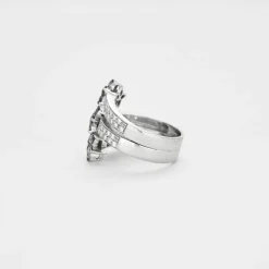 Bague trois joncs en or gris avec diamants