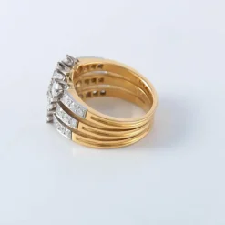 Bague trois rangs or jaune diamants