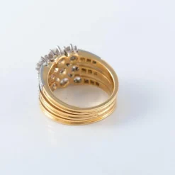 Bague trois rangs or jaune diamants