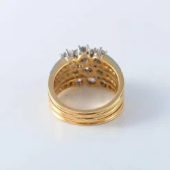 Bague trois rangs or jaune diamants