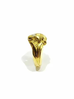 Bague tête de lion en or