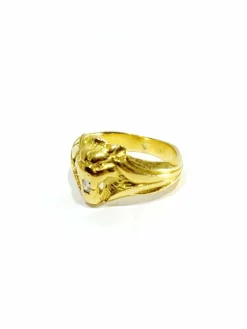 Bague tête de lion en or