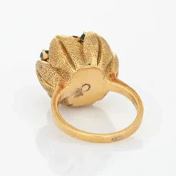 Bague tulipe en diamant et pierres précieuses des années 60