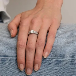 Bague Tulipe Or Gris Diamants
